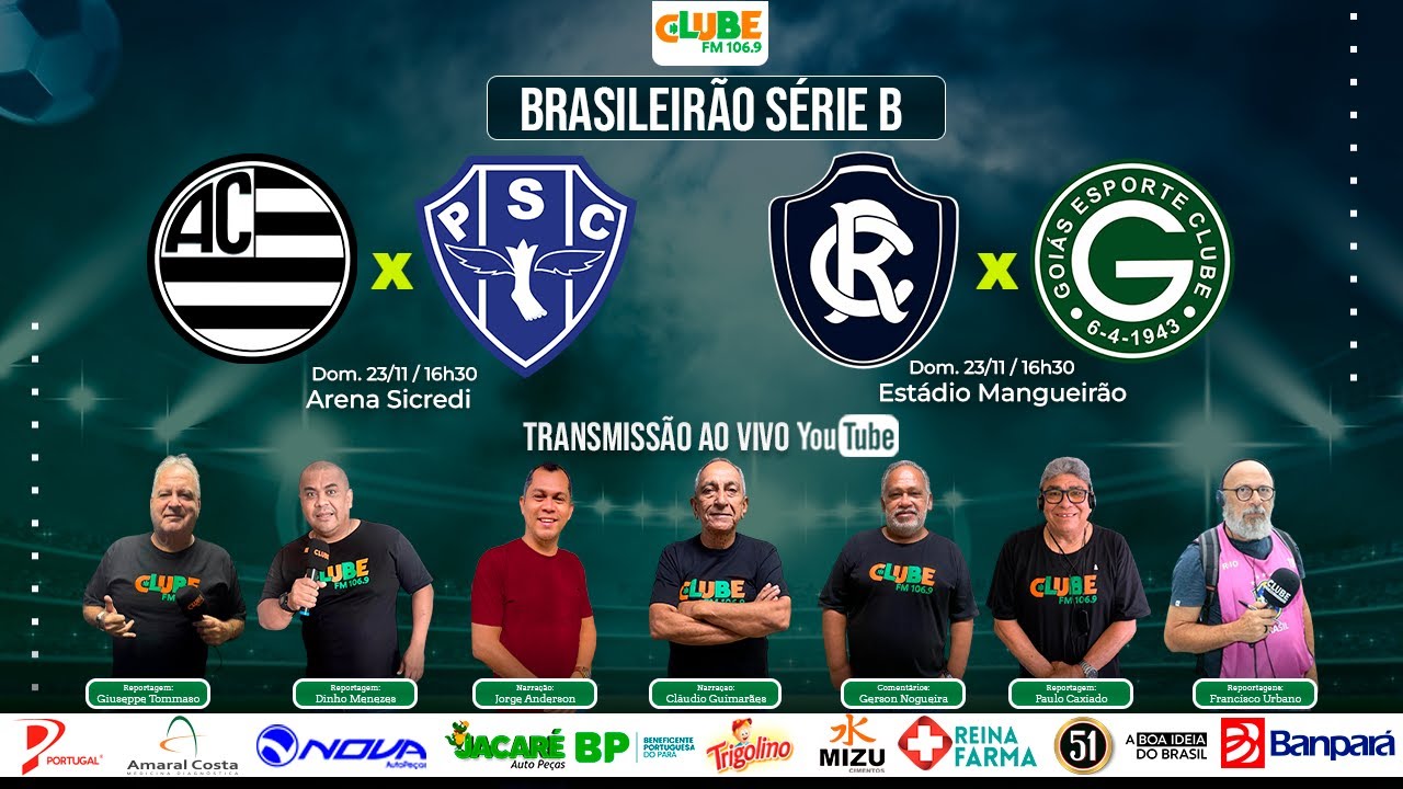 AO VIVO ATHLETIC 2X1 PAYSANDU | REMO 3X1 GOI&Aacute;S | 38&ordm; RODADA | BRASILEIR&Atilde;O S&Eacute;RIE B | 23.11.2025