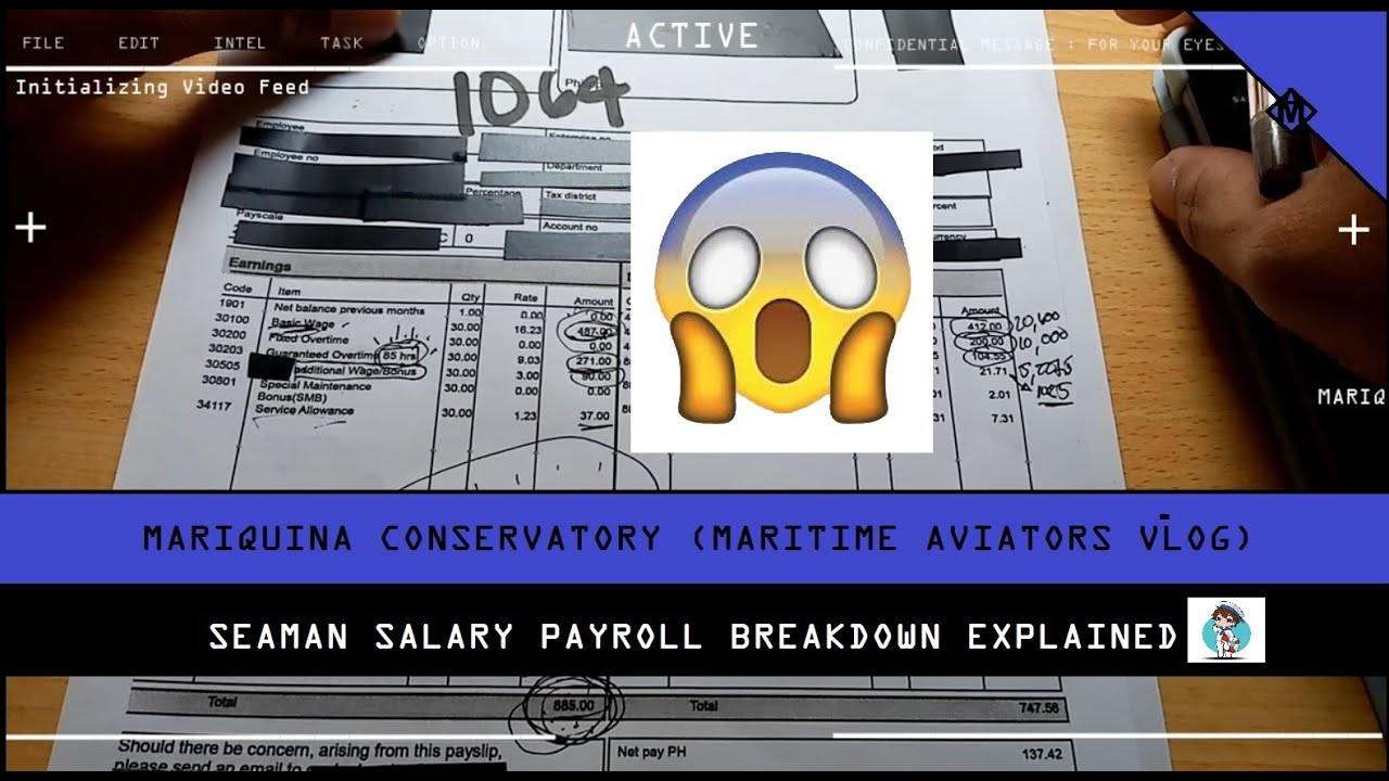 Filipino Seaman Salary ( Complete HONEST detail Payslip Breakdown) - #seamanvlog #marinoph