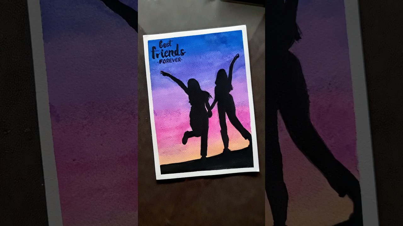 Easy BFF Painting 🎨 - Watercolor | Friendship day special painting #shorts #friends