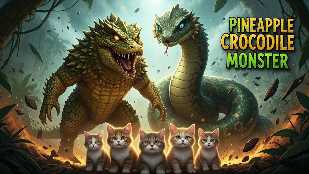 Kittens vs the Pineapple Crocodile Monster | A Giant Snake Saves the Day