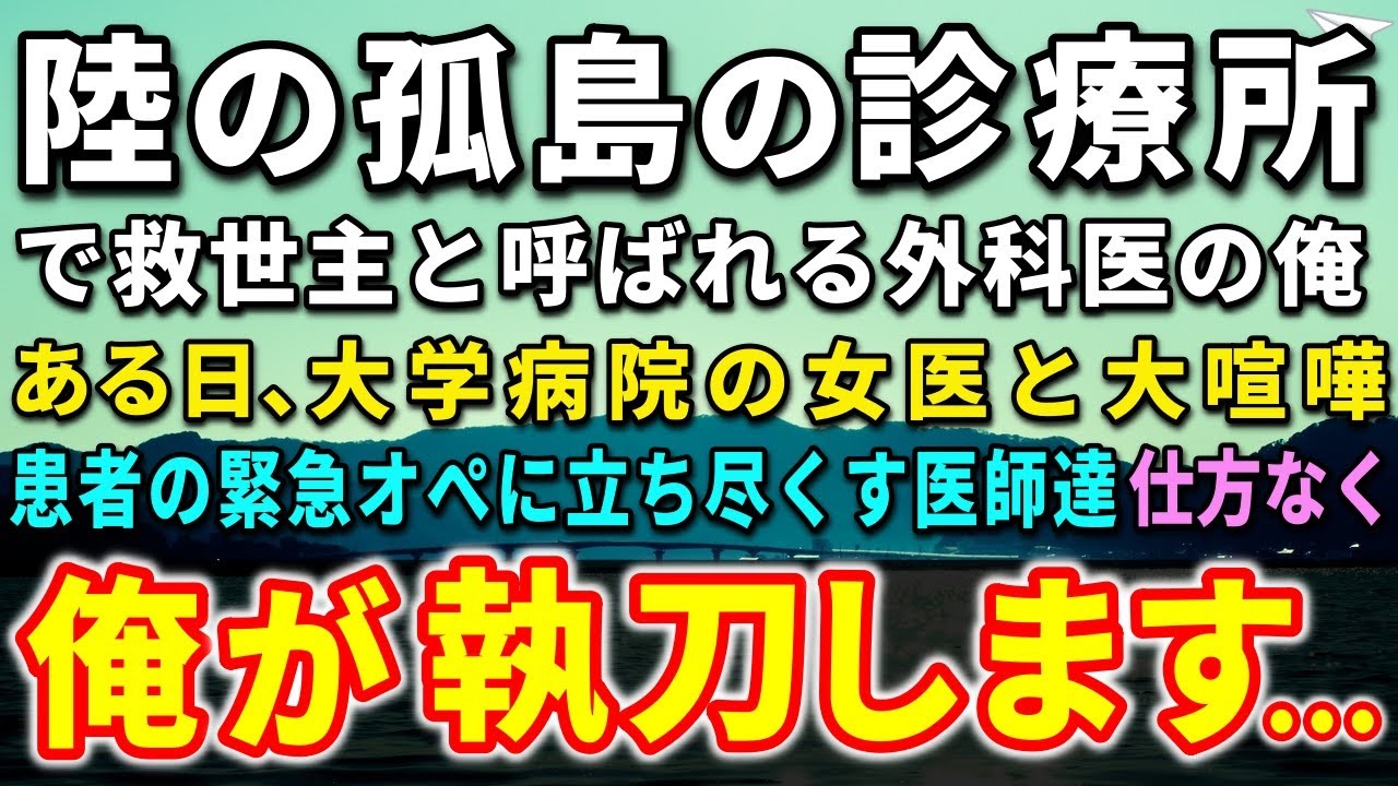 【感動する話】田舎の診療所で医師として働く俺。ある日、医学学会で再会した美人女医と嫌味なエリート医師が大喧嘩！様態が悪化した政治家の緊急手術が迫り…驚きの展開に…【感動する話】【いい話】
