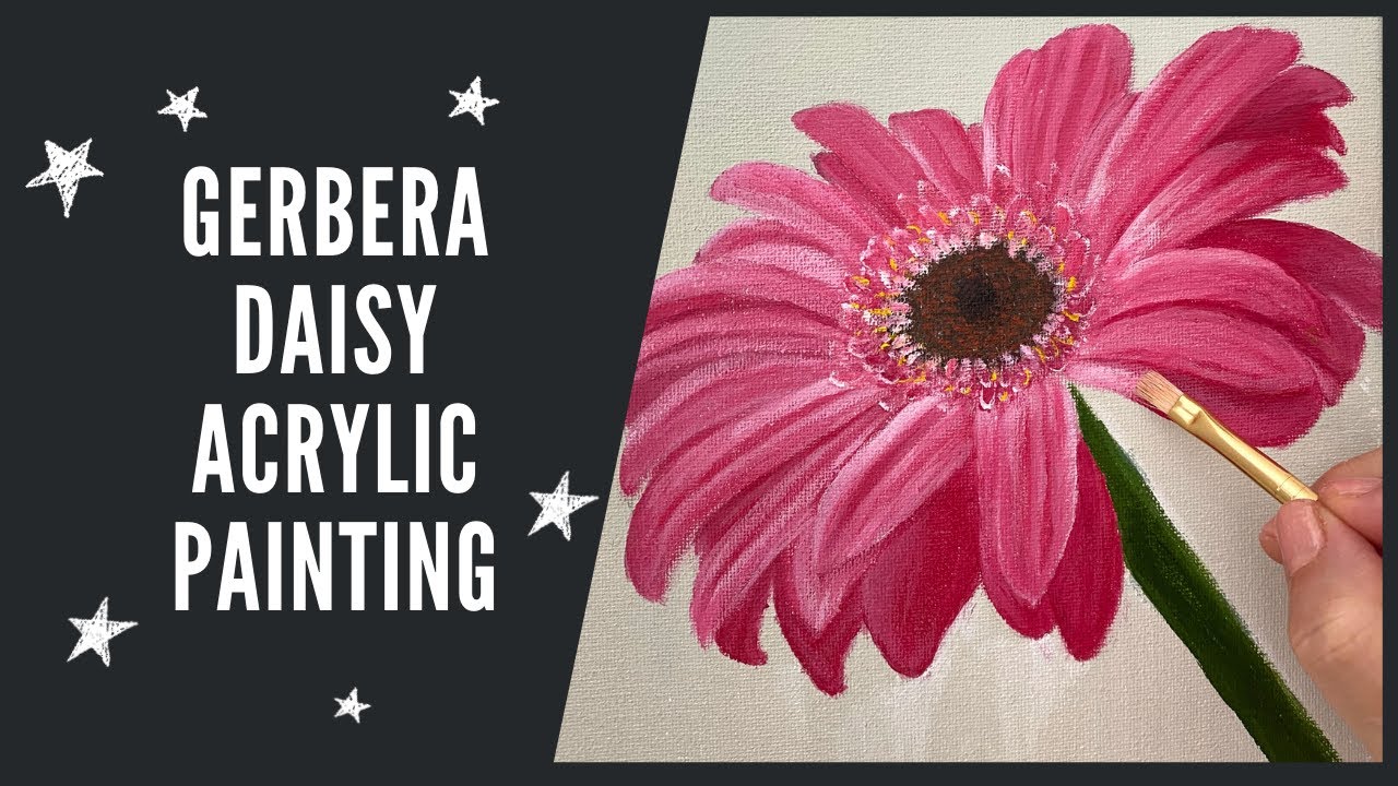 Easy STEP by STEP Flower Acrylic Painting/Gerbera Daisy