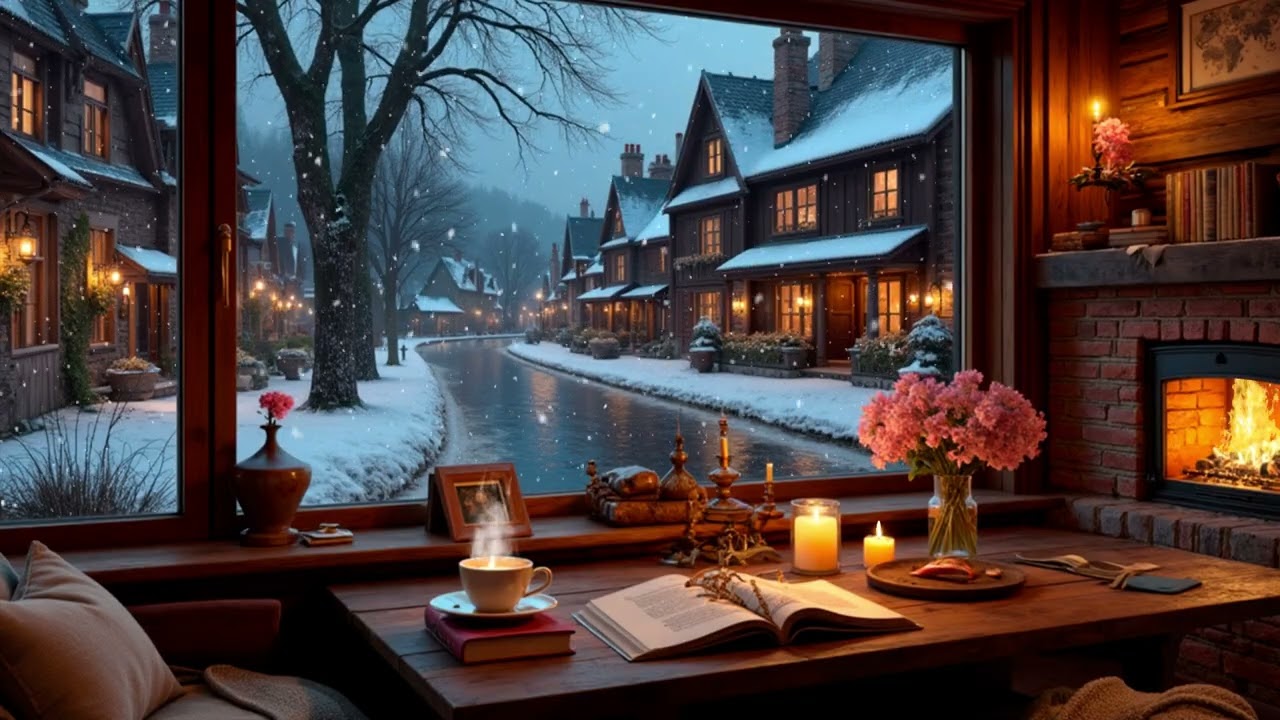 Quiet Snow Street Jazz | Warm Piano & Soft Sax by the Window for Late Night Reading
