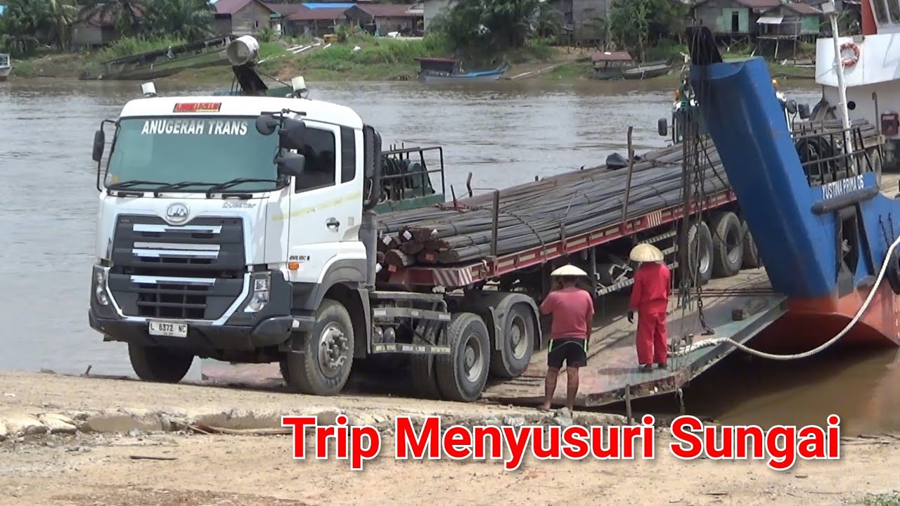 Trip Quester GWE 350 Euro 5 Muatan Besi 50 Ton Naik Kapal Ke Pedalaman Kaltim, Ketemu Burung Langka