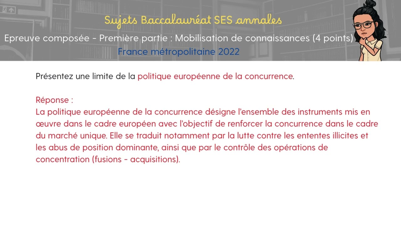 Sujet bac SES - Partie 1 épreuve composée corrigée - Politiques économiques cadre européen (sujet 5)