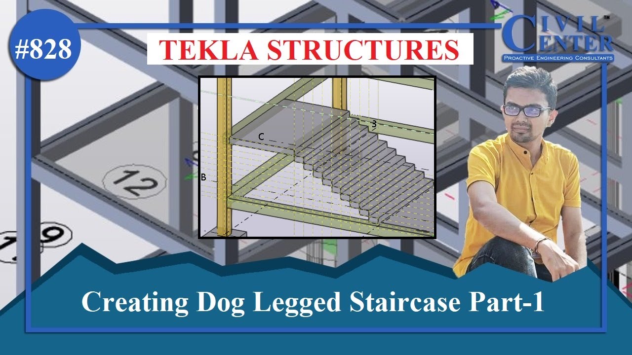 Tekla Structures: Моделирование лестницы с собачьими ножками || Проектирование лестниц