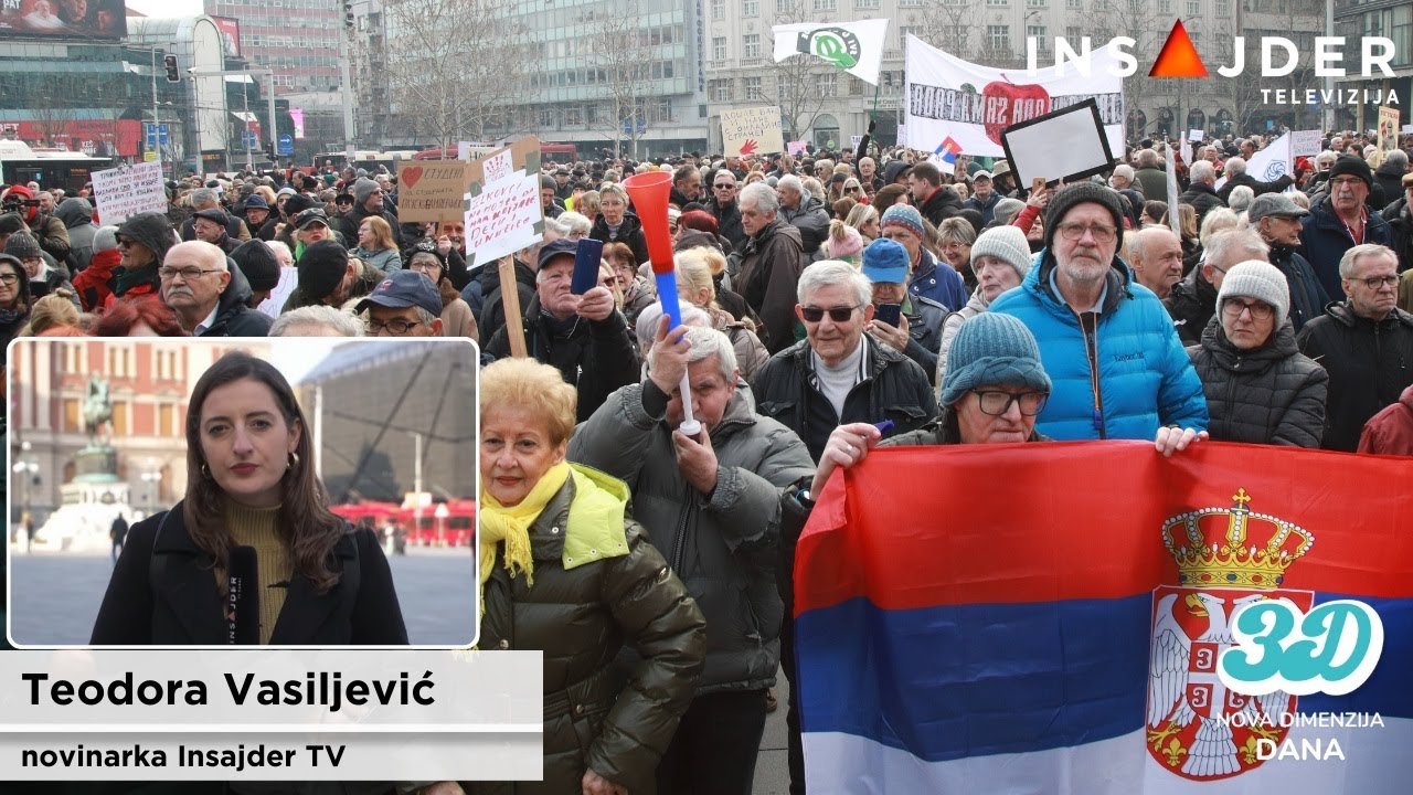 Susret penzionera i studenata tokom protesta na Trgu Republike