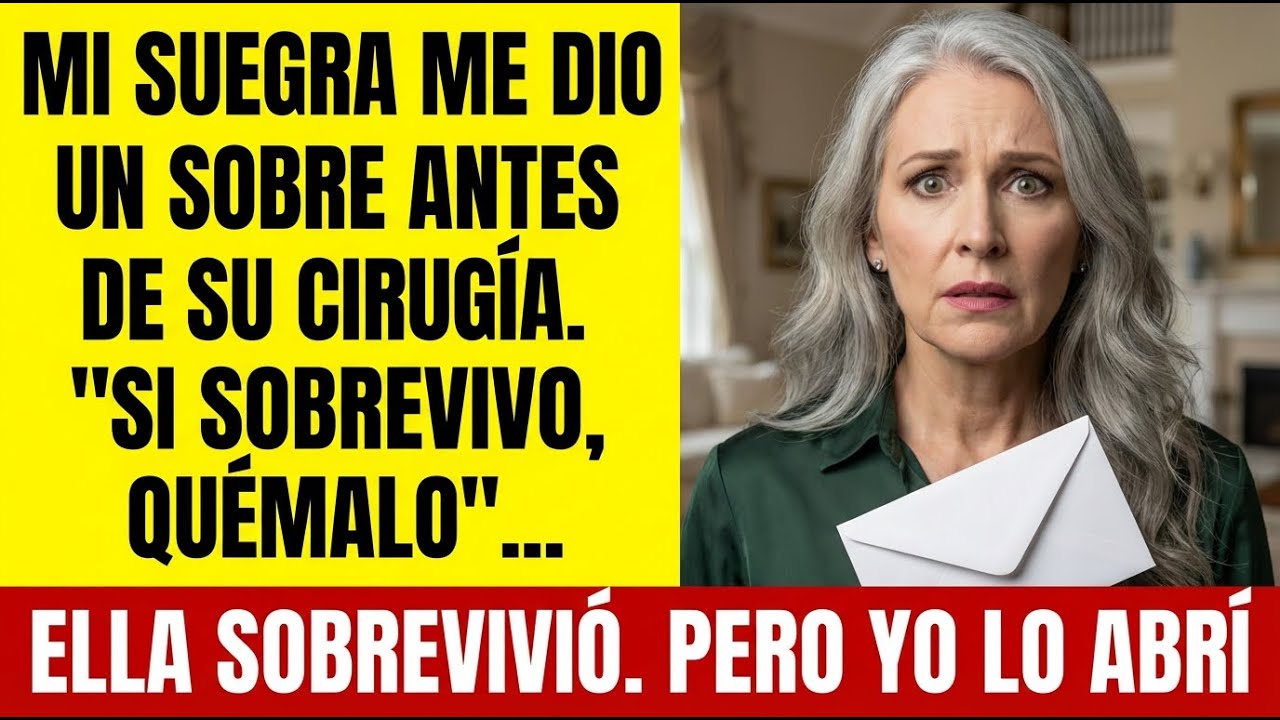 Mi suegra me dio un sobre antes de cirugía. Si sobrevivo quémalo sin leerlo. SOBREVIVIÓ. YO LO ABRÍ.