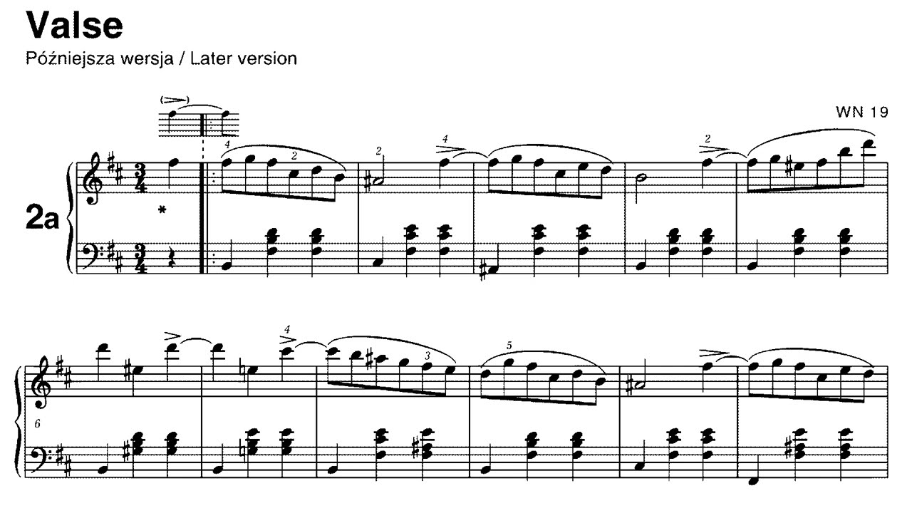 Chopin Waltz op. 69 n. 2, WN 19 (4 different versions)