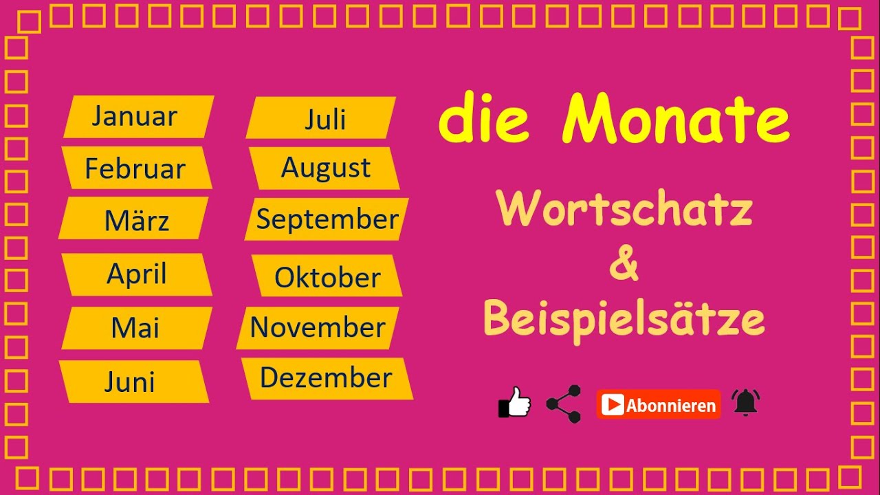 Die Monate |Deutsch lernen: Vokabeln - Wortschatz - Beispiels&auml;tze