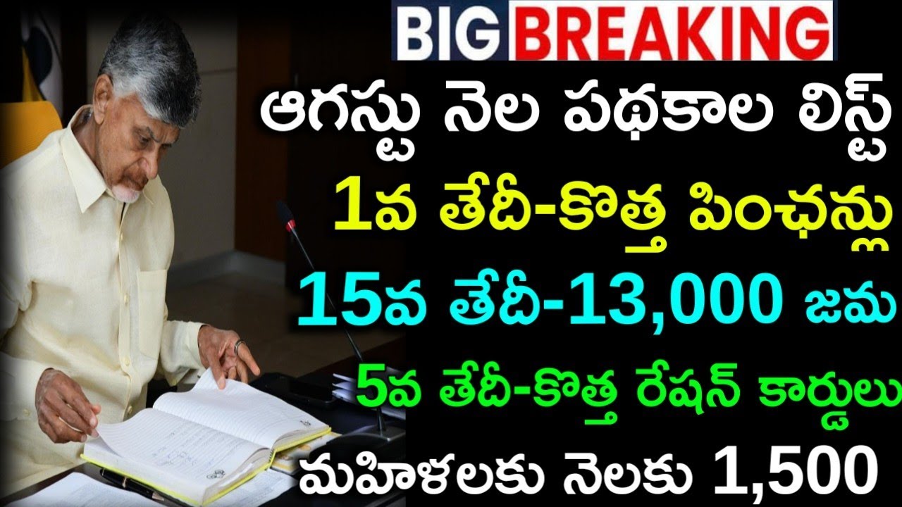 ఆగస్టు నెల పథకాల లిస్ట్|ap upcoming August month schemes/new pension distribution|new ration card||