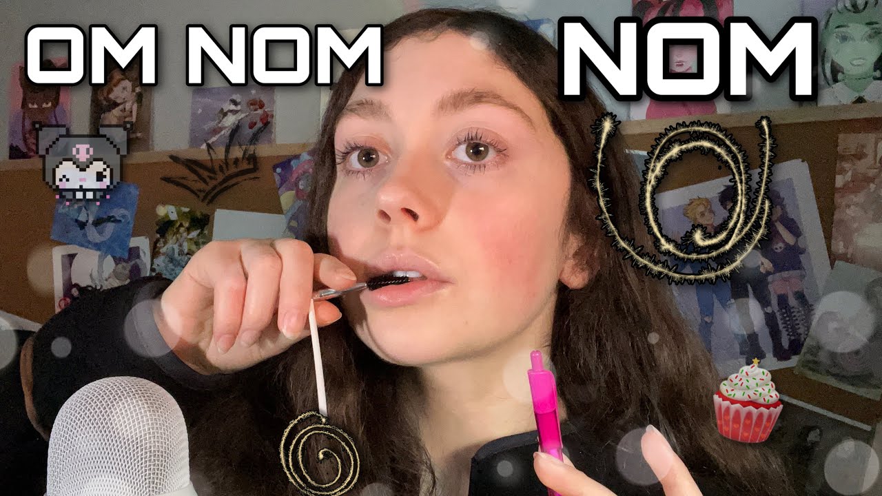 асмр. Слишком много грызущих звуков ( spoolie, ручки, пальцы, леденец )