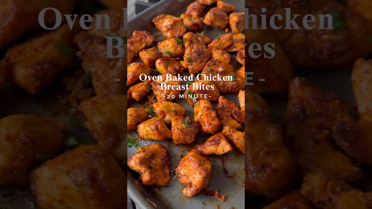 Seasoned Oven Baked Chicken Breast Bites Recipe. Juicy, flavorful, and so easy to make!
