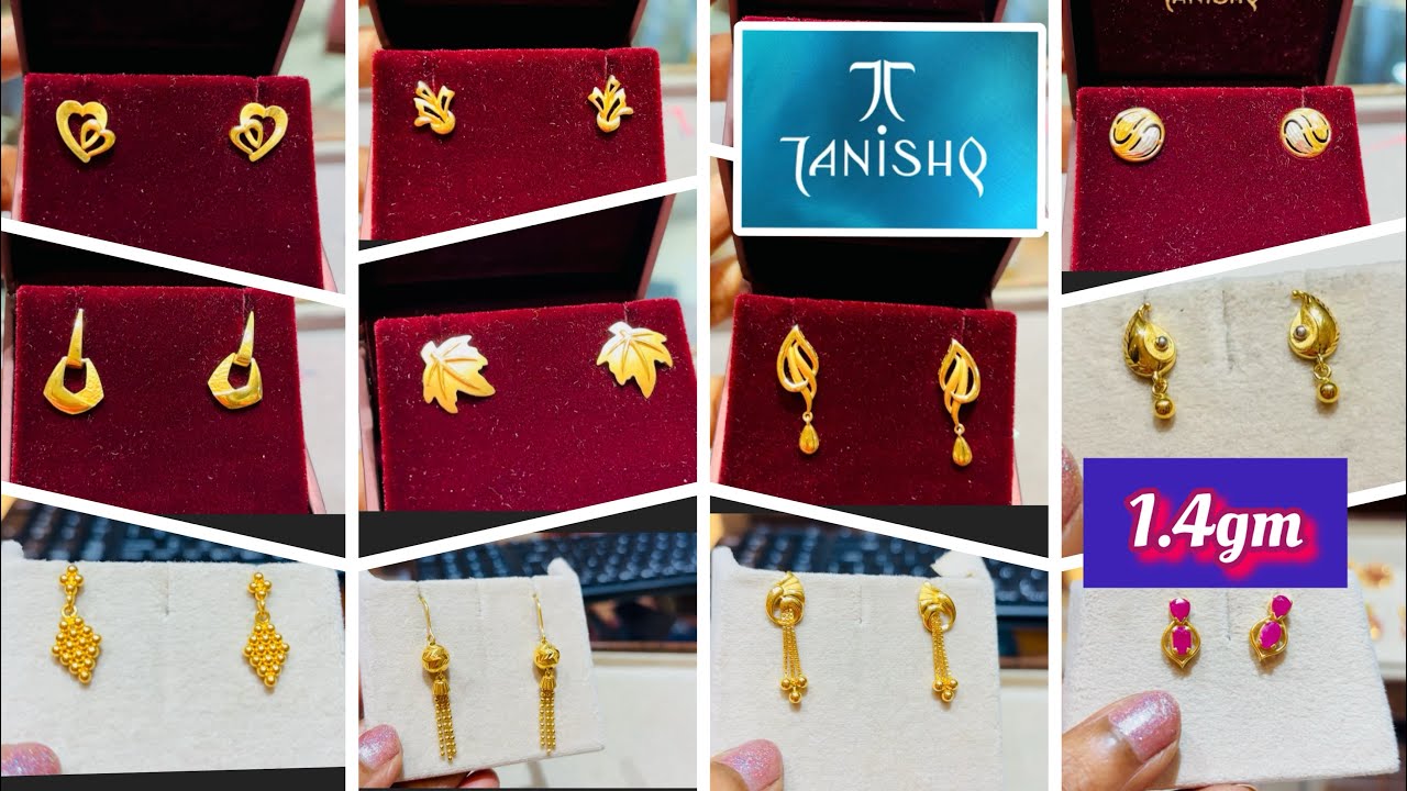 Tanishq Daily wear 💞Gold earrings designs with price | Tanishq Light weights Daily wear earrings 