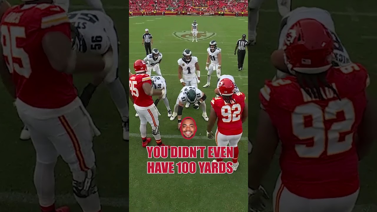 Jalen Hurts & Chris Jones goin' at each other at the end of Chiefs/Eagles game #chiefs #eagles #nfl