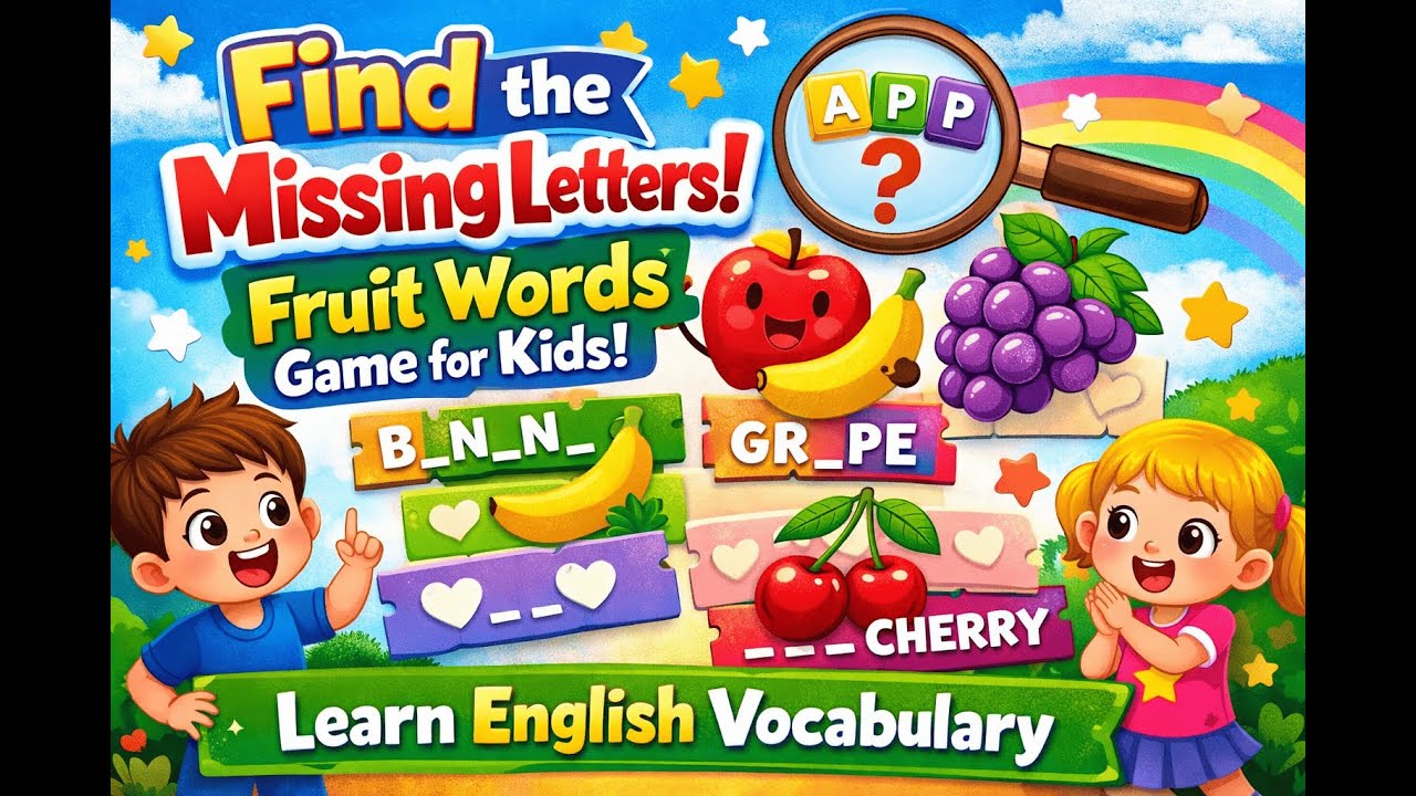 Find the Missing Letters 🔤 | Fruit Words Game for Kids 🍎 | Learn English Vocabulary