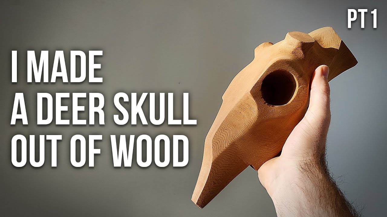 How I carve a deer skull from only a block of wood! Part 1