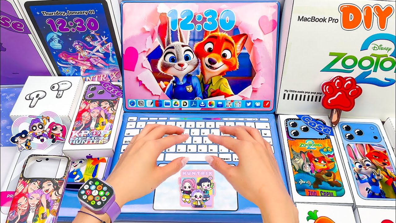 ASMR Paper DIY ✨ Apple X Zootopia 2 x HUNTRIX Blue Edition | Mystery Blind Bag Unboxing | Episode 21