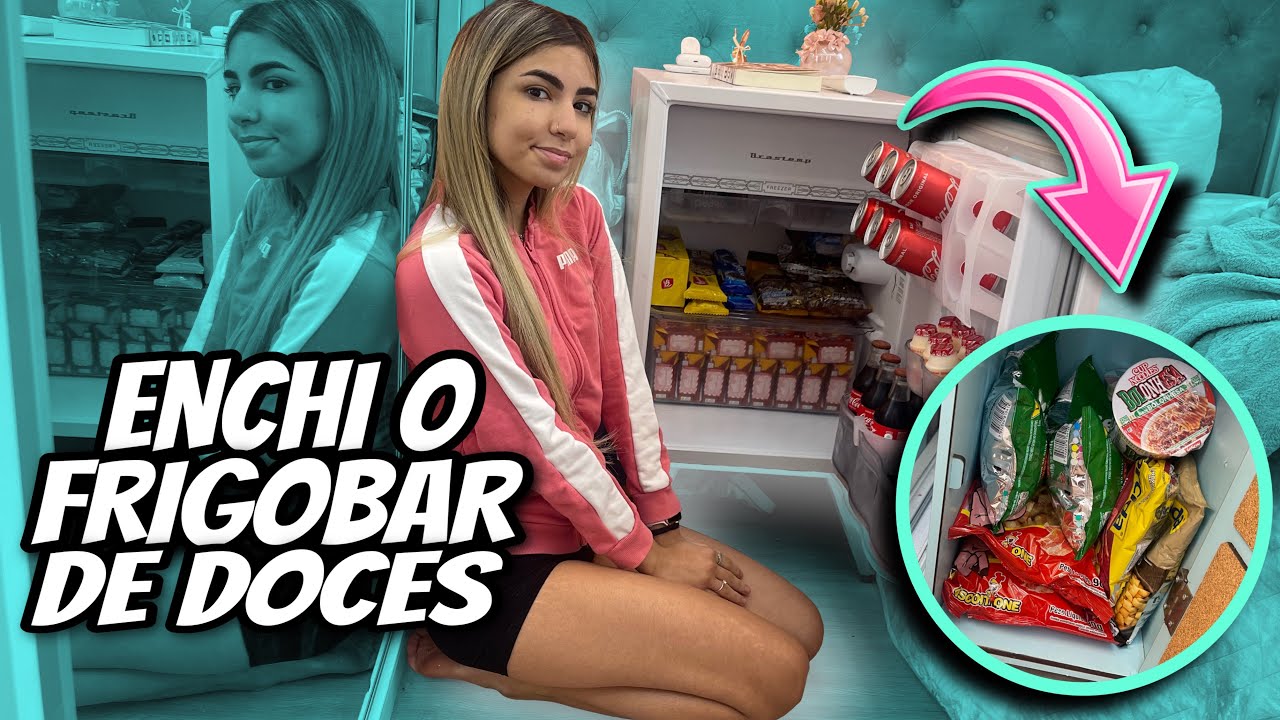 ENCHI MINHA GELADEIRA SÓ COM BESTEIRAS | GABYY SOUZA