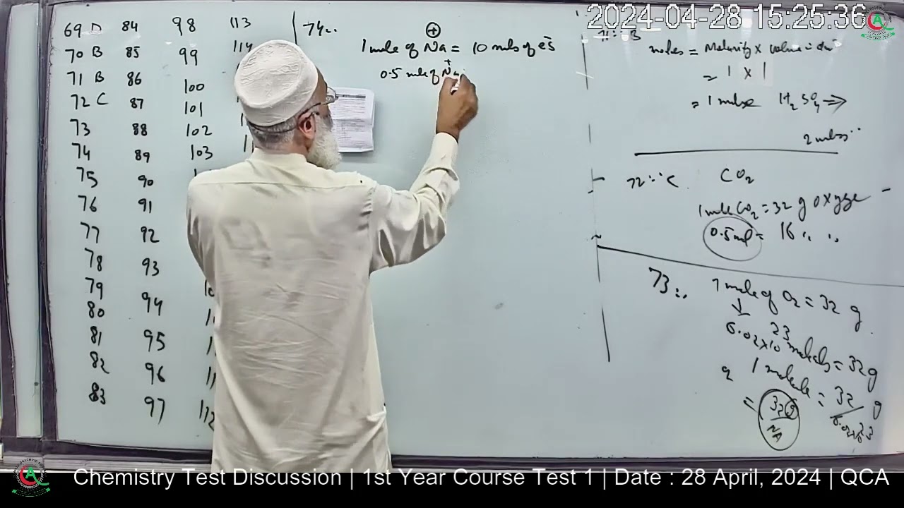 Chemistry 1st Year Series Test 1 Discussion By Sir Ismail | Date: 28 April, 2024 | QCA