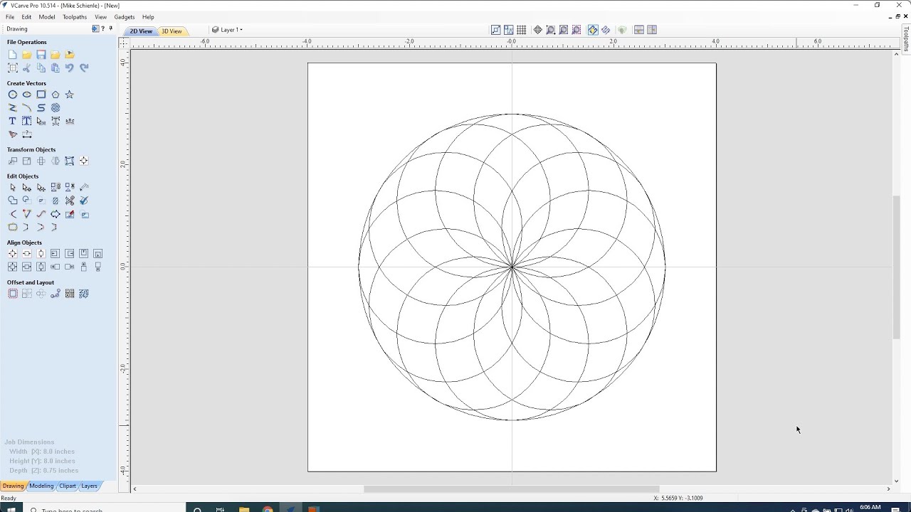 Symmetric Circles with Vectric VCarve using Circular Array