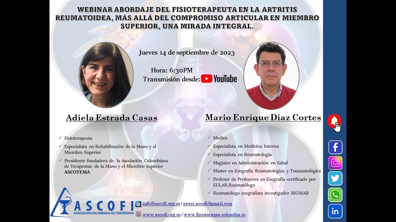 Webinar Abordaje del Fisioterapeuta en la artritis Reumatoidea, mas allá del compromiso articular en