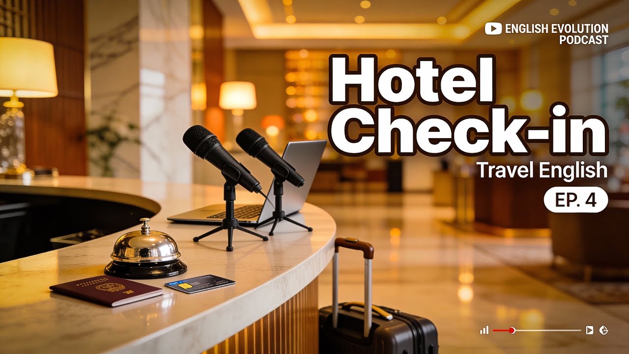 Hotel Check-in English (Reservation, ID, Deposit, Late Checkout) | Dialogue + Slow Replay | Ep. 4