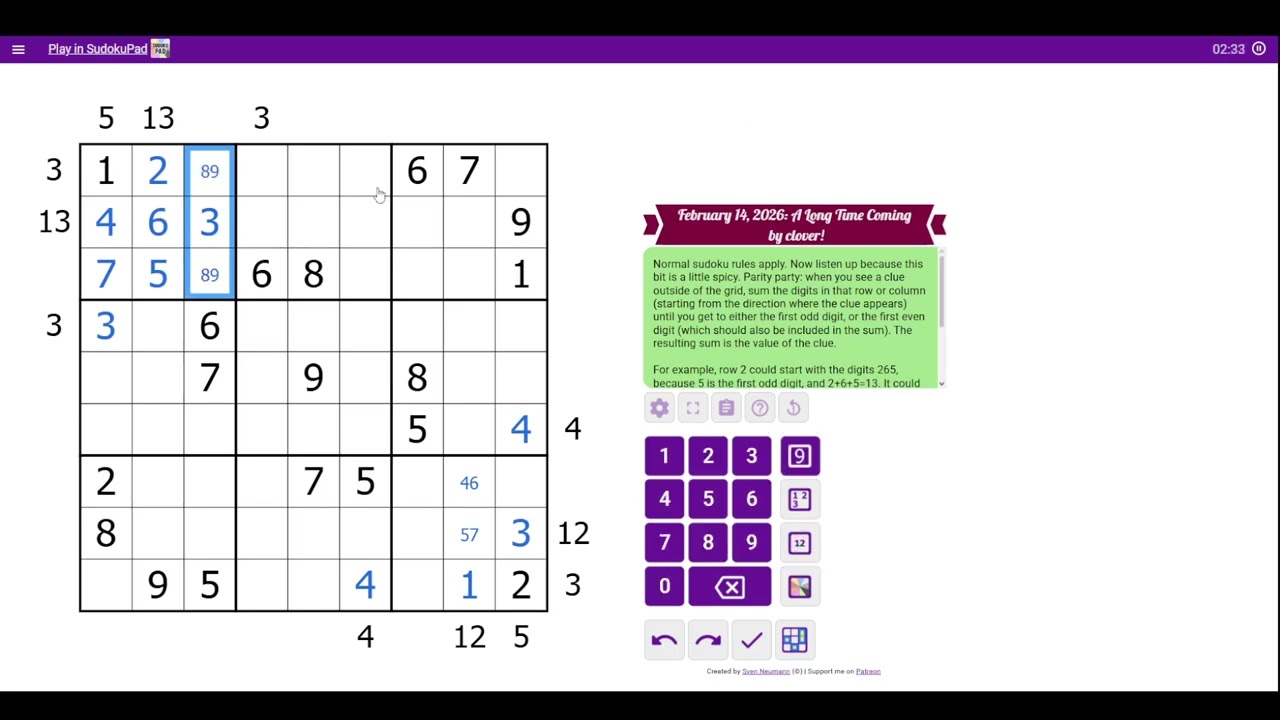 sudoku 14/02 - A Long Time Coming