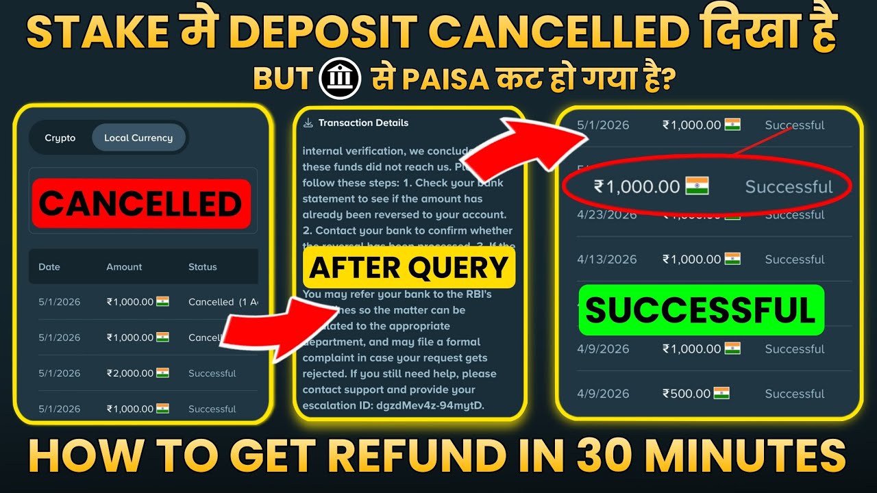 Stake Deposit Pending Inquiry Failed | Stake INR Deposit Pending Problem | Stake Deposit Enquire Now
