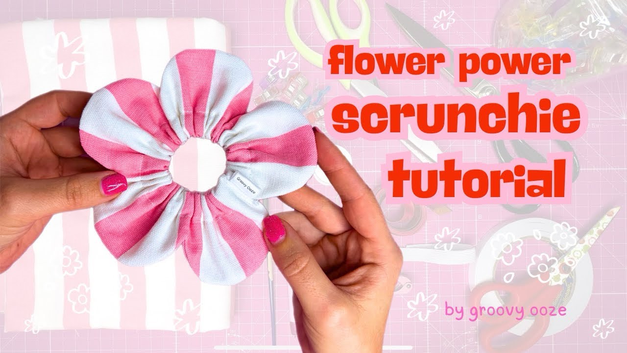 How to Sew a Flower Scrunchie | Easy DIY Scrunchie Sewing Pattern | Beginner Friendly Sewing Project