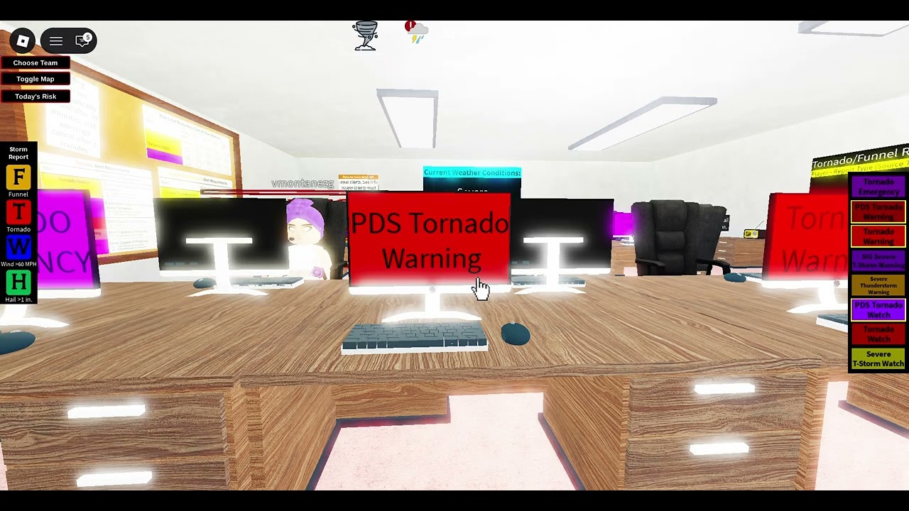 Issuing severe weather alerts on Roblox