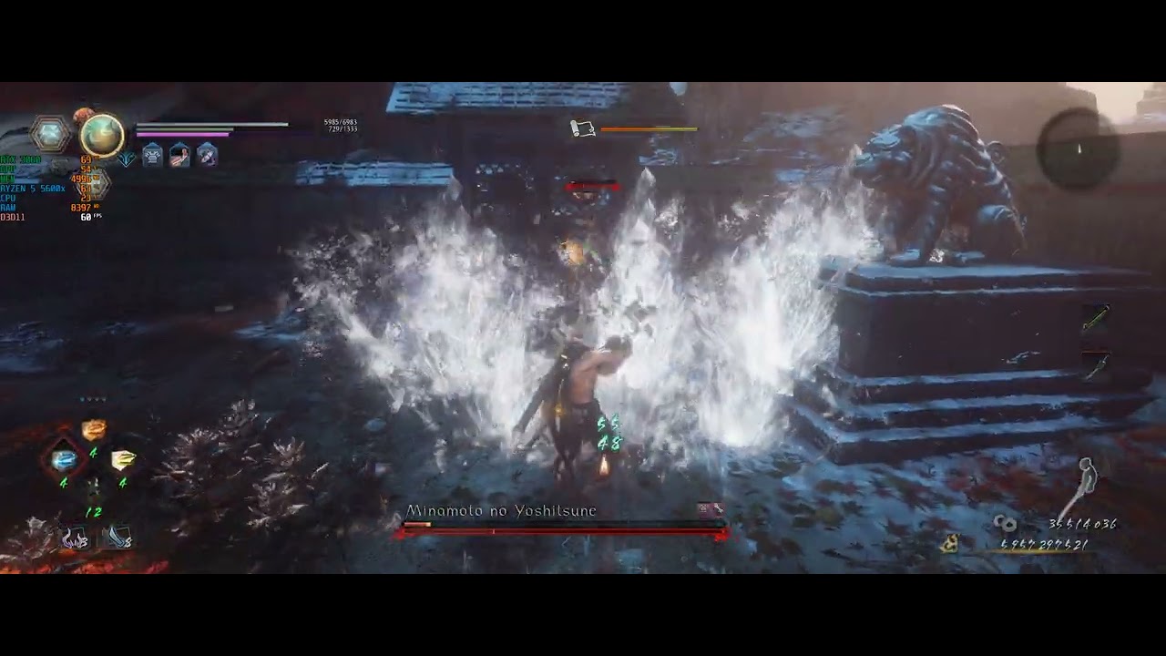 Nioh 2 batalha contra Minamotos .