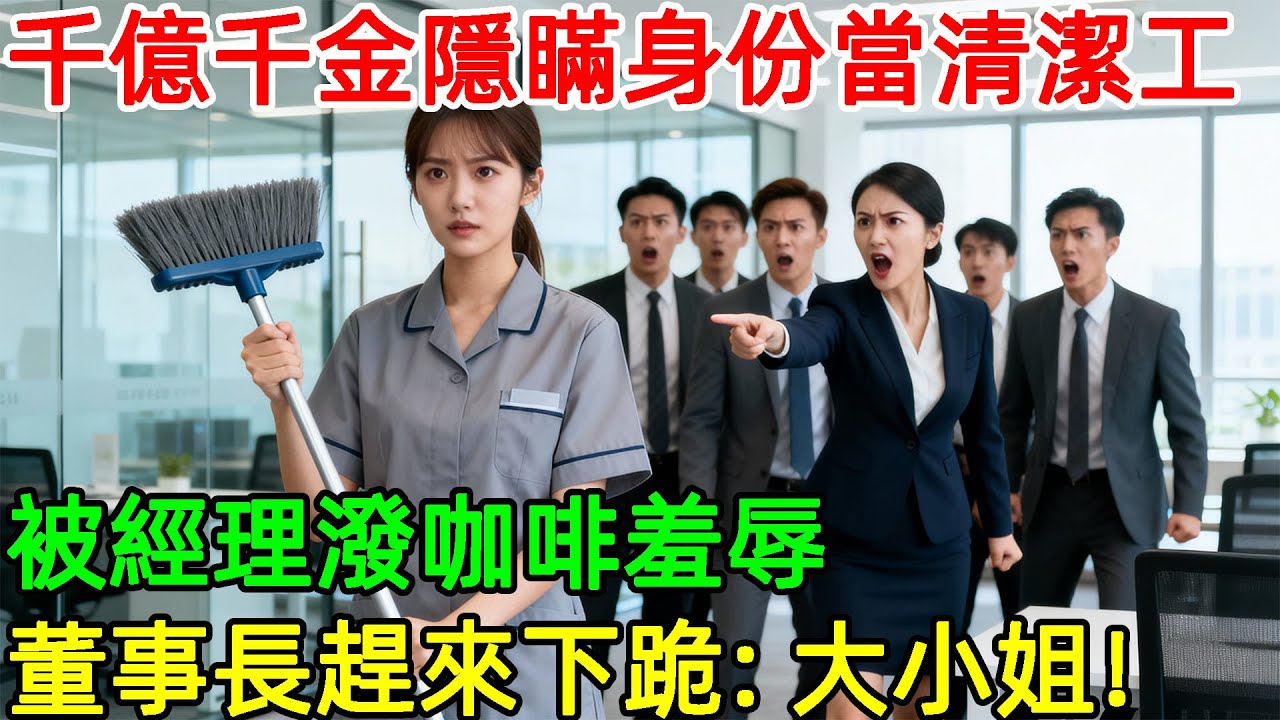 千億千金隱瞞身份當清潔工，被經理潑咖啡羞辱，董事長趕來下跪：大小姐！#情感#故事#正能量#故事频道#故事分享