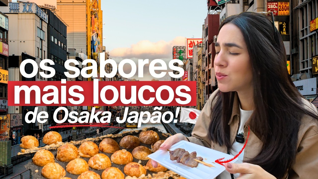 Comida de rua no Japão. Eu provei TUDO em Osaka (me surpreendi)