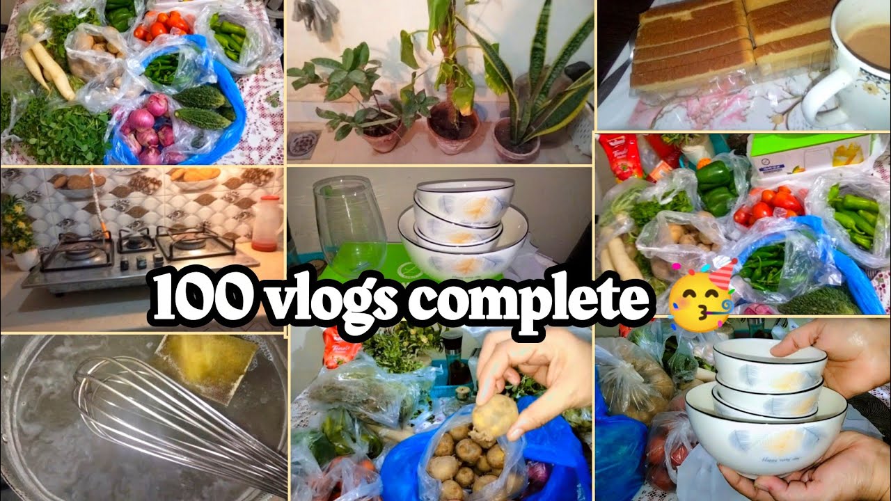 Homemaker daily routine vlog ✨ Bazar se ki vegetables ki shopping  🍆 100 vlogs complete 🥳🥳 
