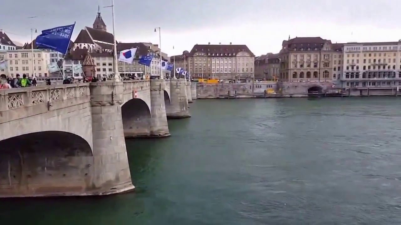 Dark Clouds over Basilea- Rheinbr&uuml;cke & Rathausplatz April 2016-