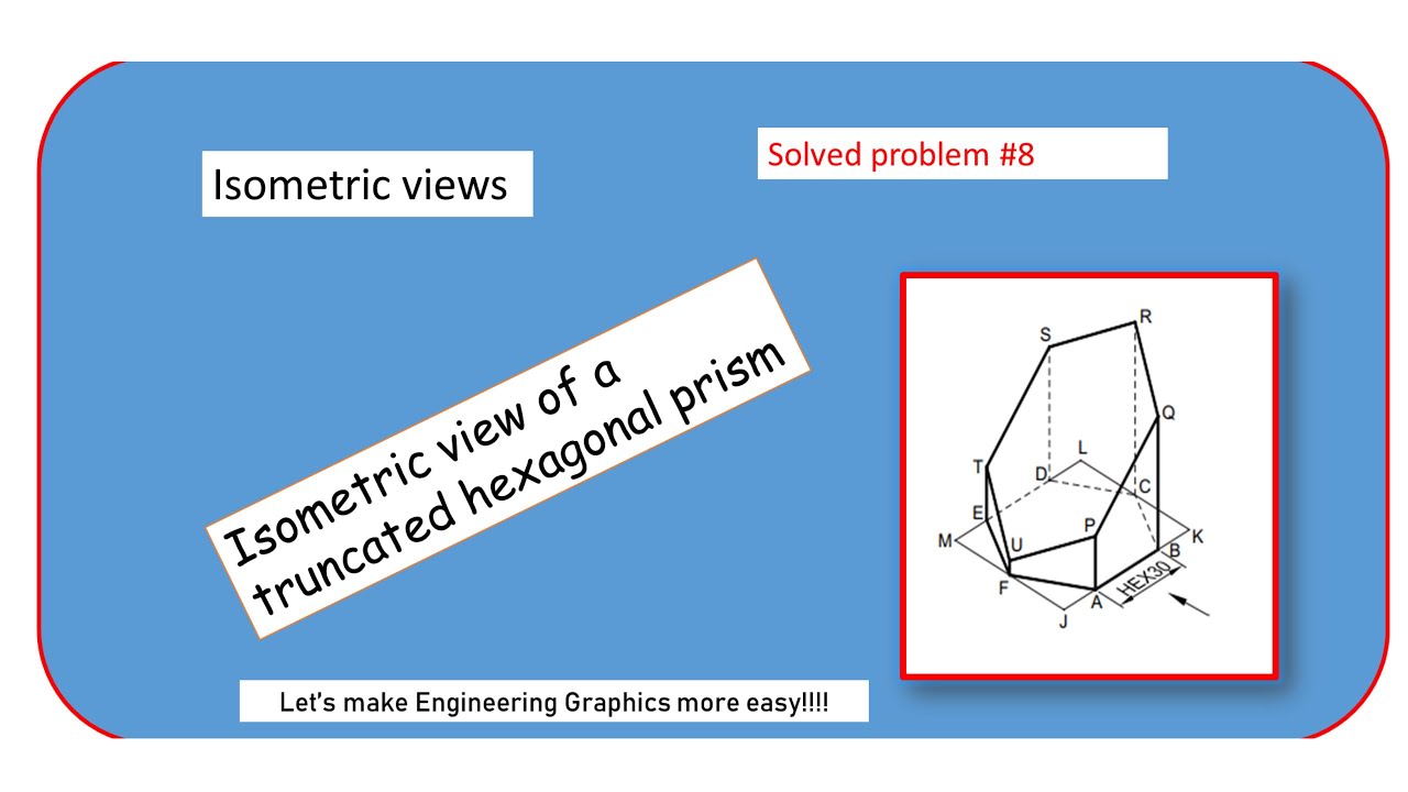 Isometric view of a truncated hexagonal prism