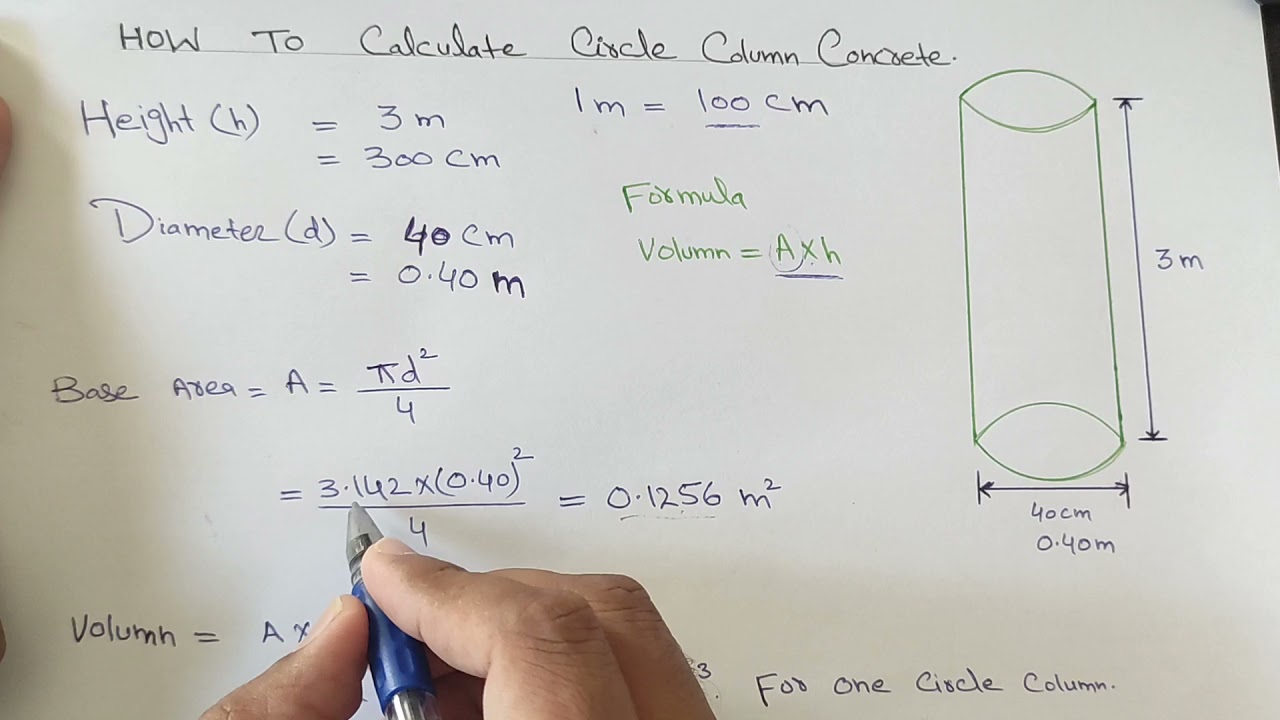 How to calculate Circle column Concrete || Circle  volume || cylinder formula || Construction Advise