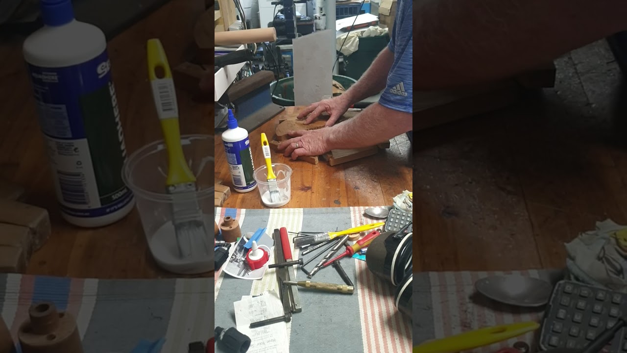 Glueing up an isoloc blank from 6 teak pieces