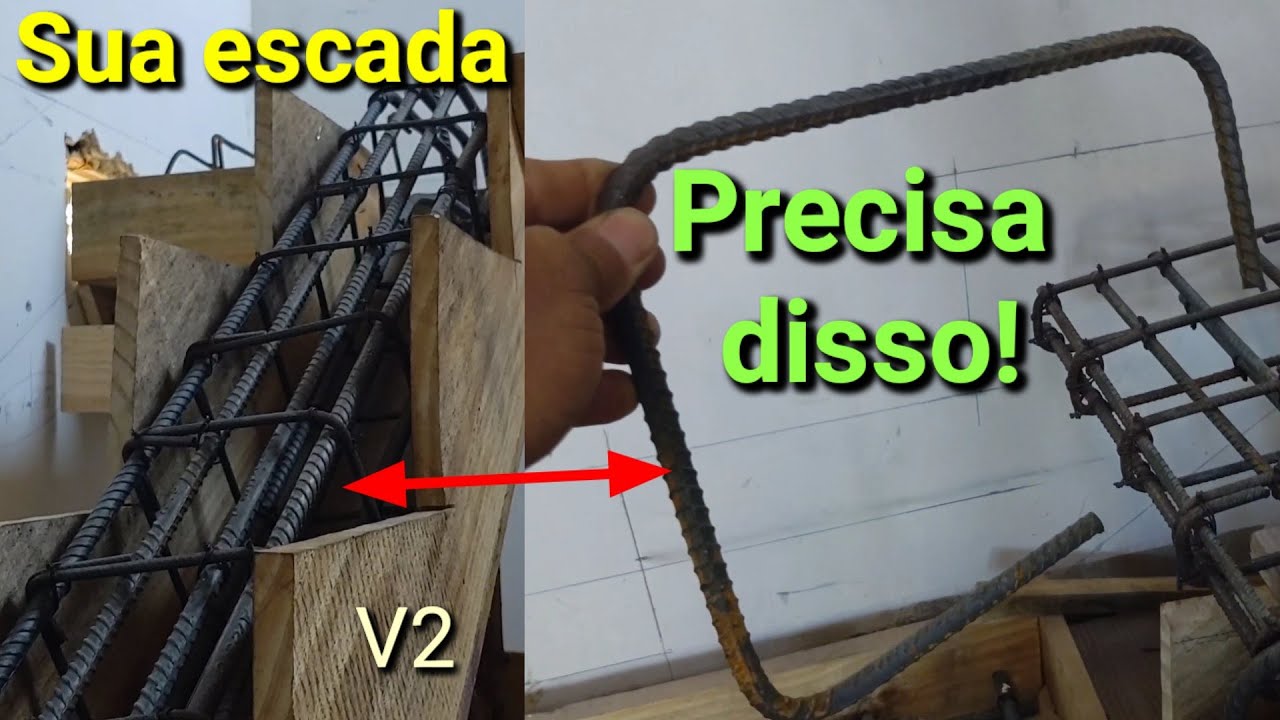 Porquê esse ferro no degrau! Escada com viga central 2°parte ferragem!