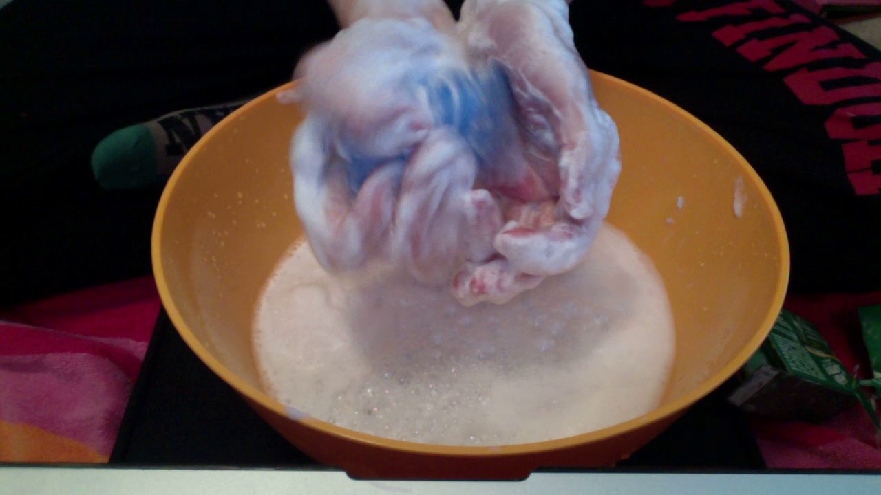 ASMR: soap lather, sponge scratching