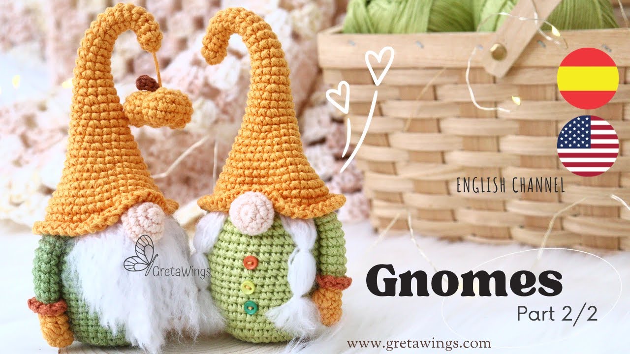 ПАРА ГНОМОВ АМИГУРУМИ Часть 2/2 - ПОШАГОВОЕ РУКОВОДСТВО Подраздел 🇺🇸🇪🇸/ GretaWings