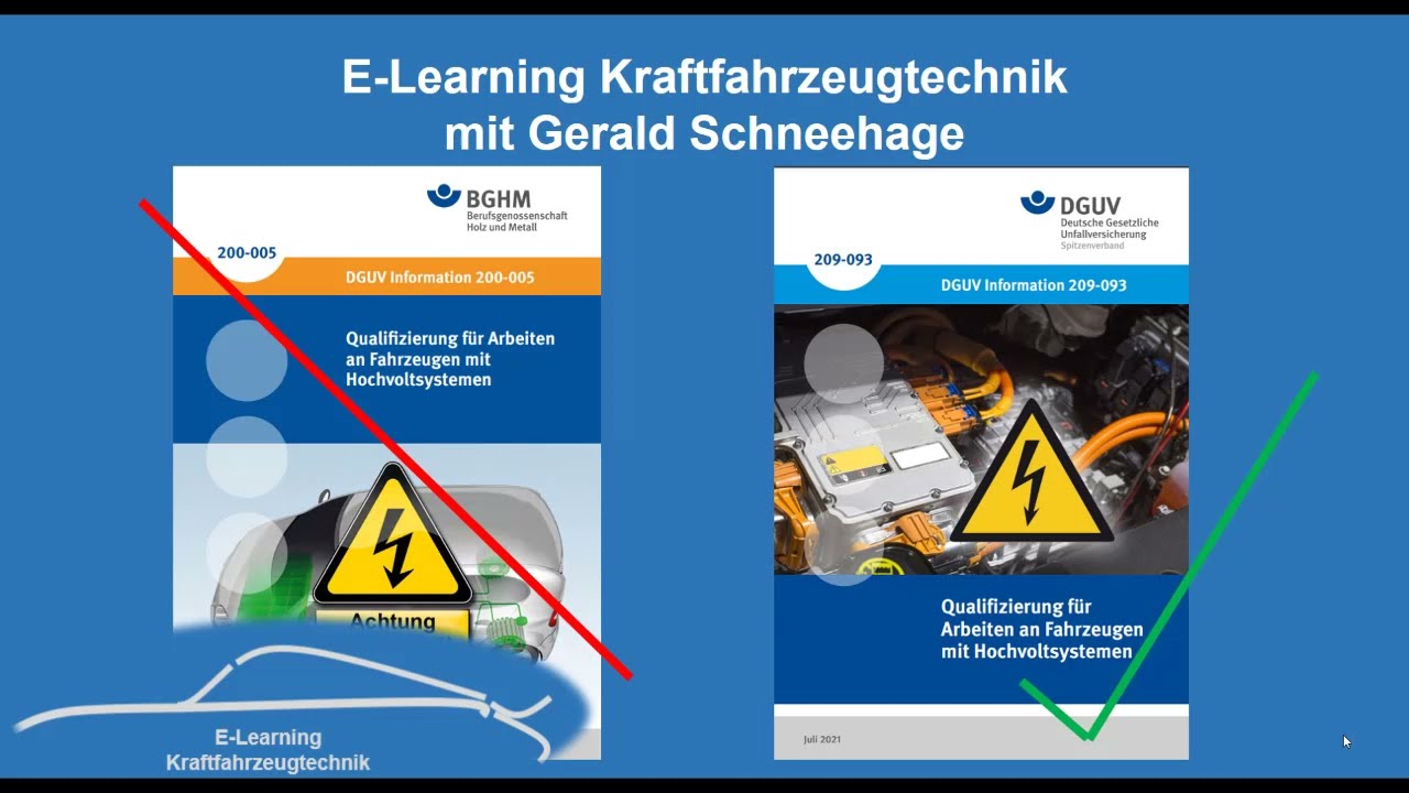 DGUV 209-093 Qualifizierung für Arbeiten an Fahrzeugen mit Hochvoltsystemen Elektromobilität