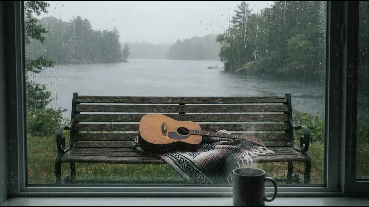 Relaxing Guitar Music With Rain Sound To Reduce Anxiety And Calm The Mind || CalmVibe