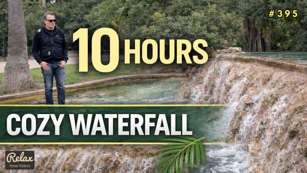 Peaceful Park Waterfall – 10 Hours of Relaxing Nature Sounds