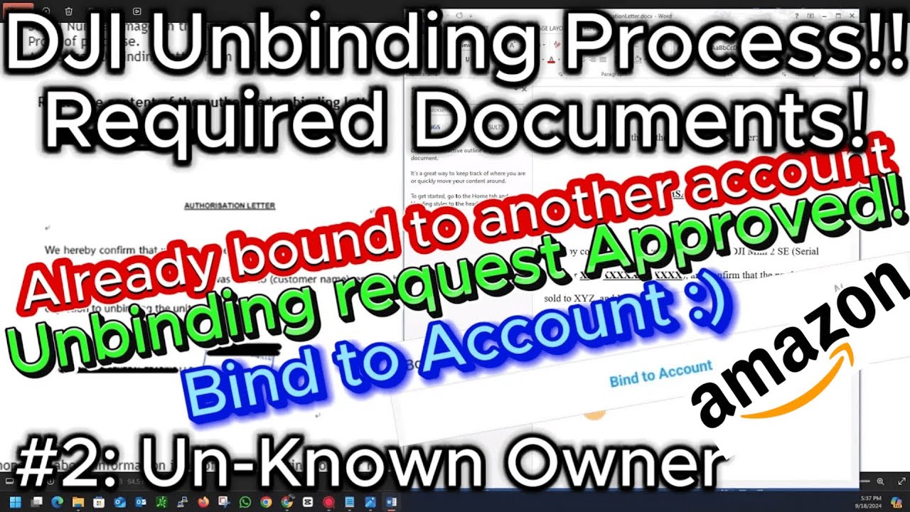 DJI Drone Unbinding Process (Unknown Owner) for Amazon | Documentation & Timeframe |