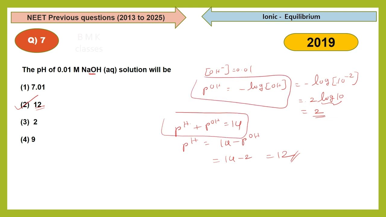 NEET PYQ,IONIC EQUILIBRIUM 1Q tO 20 Q ,2013 -2025