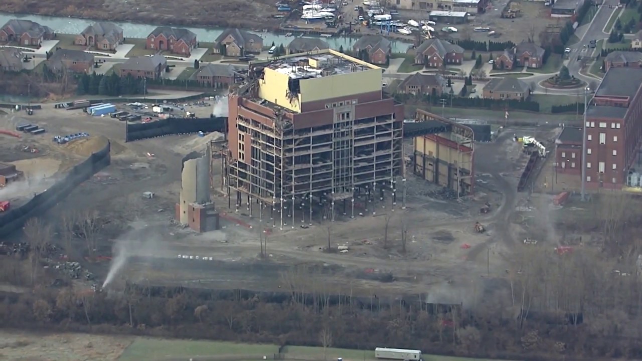 Successful implosion of DTE Energy's Conners Creek Power Plant in Detroit, Michigan