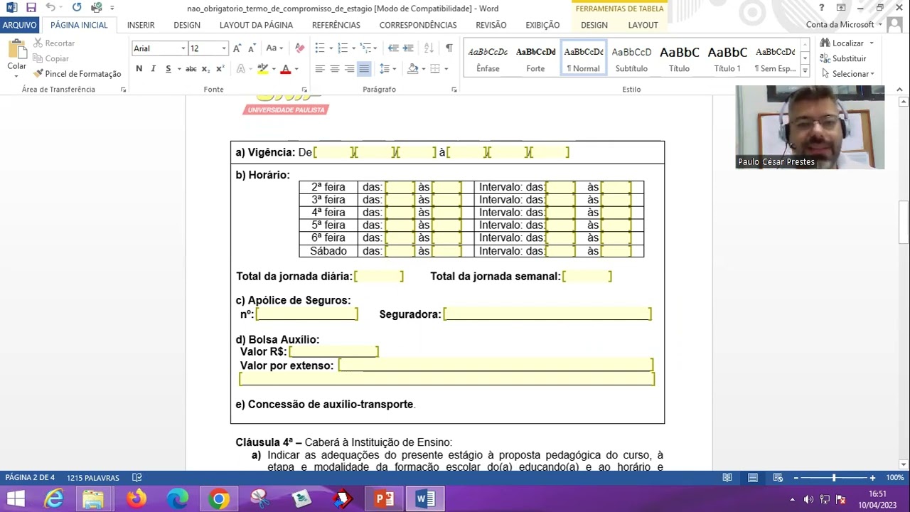 ESTÁGIO NÃO OBRIGATÓRIO