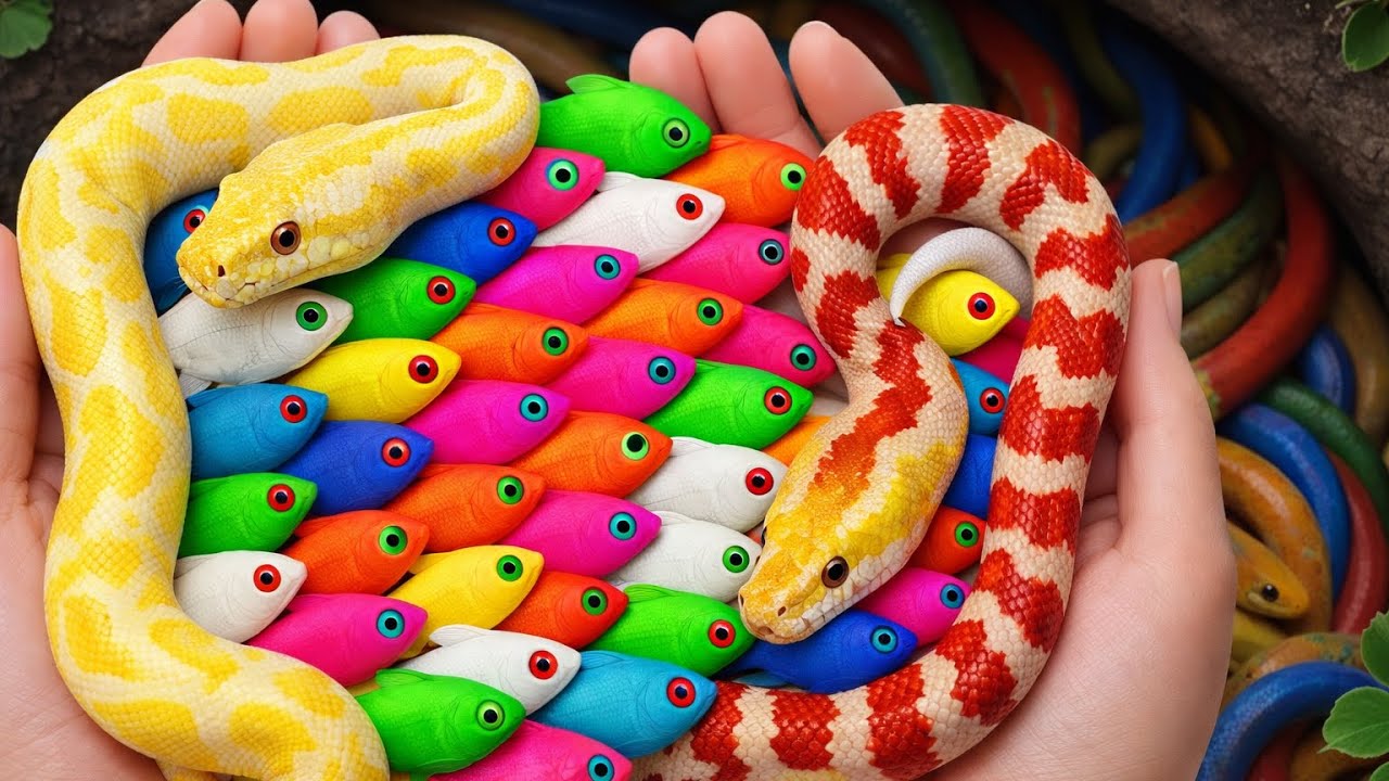 Unexpected Catch: Swordtail & Carp in Colorful Holes